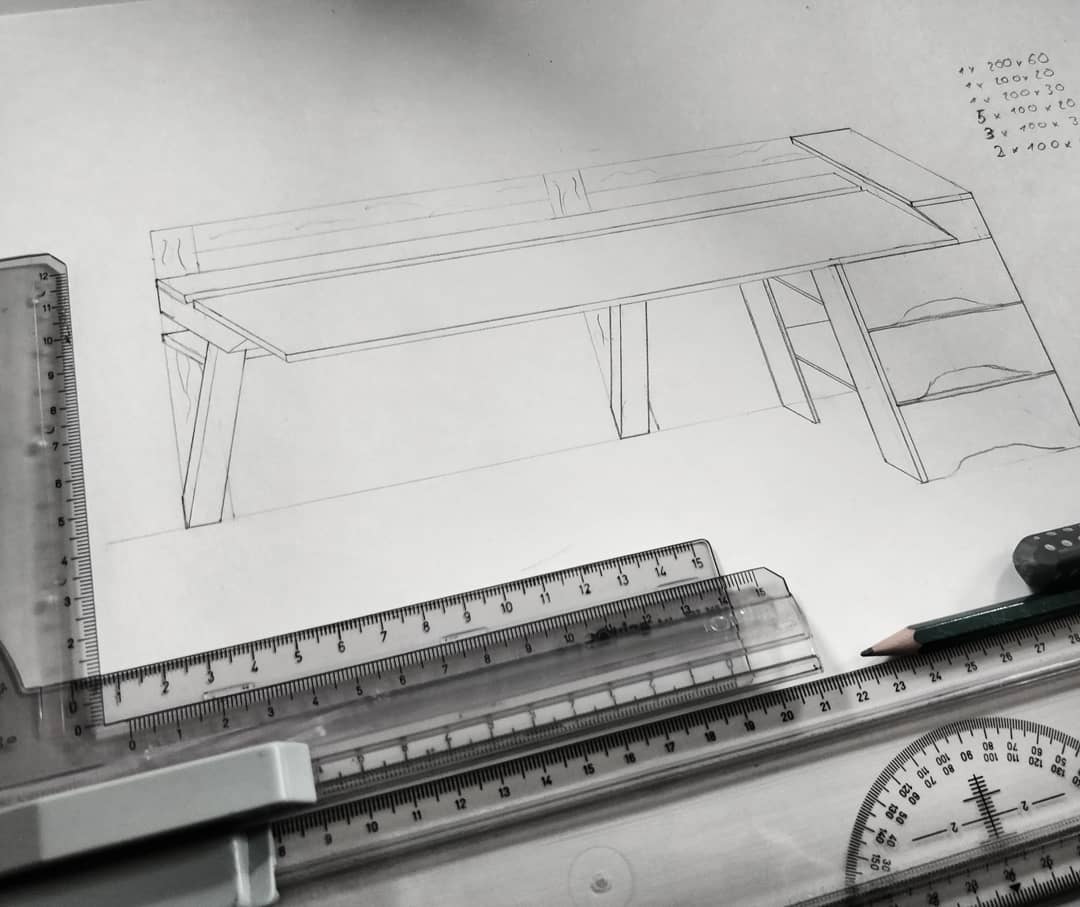 #concept for new #homeOffice #desk done. Want to start #building now! Heading off to customer workshops first...