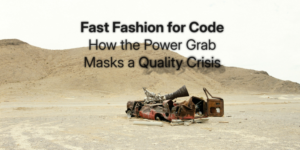 Fast Fashion for Code: How the Power Grab Masks a Quality Crisis

AI code generation isn't the industrialization of software development that vendors promise. It's fast fashion: cheap, disposable, and hiding a massive structural shift in power from the people who build software to the companies that control the means of generating it.