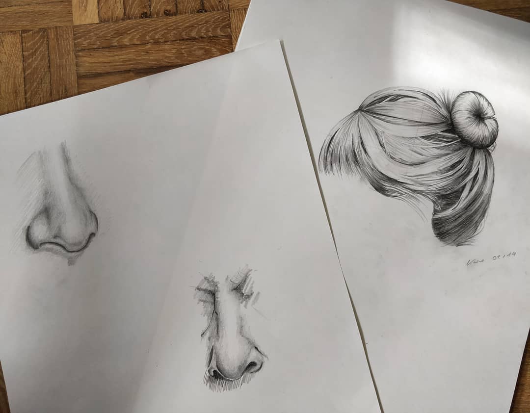 Some #hair and #noses #drawing - still improving especially the #shading techniques. Love the meditative aspect of drawing...